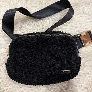 Elegant Black Shearling Crossbody Bag